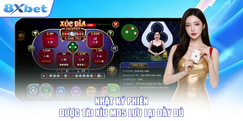Nhật ký phiên được tài xỉu MD5 lưu lại đầy đủ